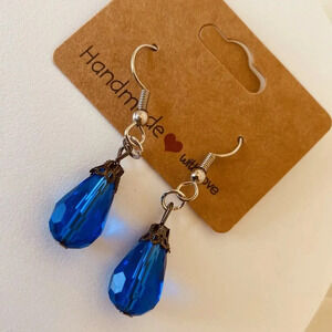 Sparkly Blue Crystal Dangling Fashion Earrings Set